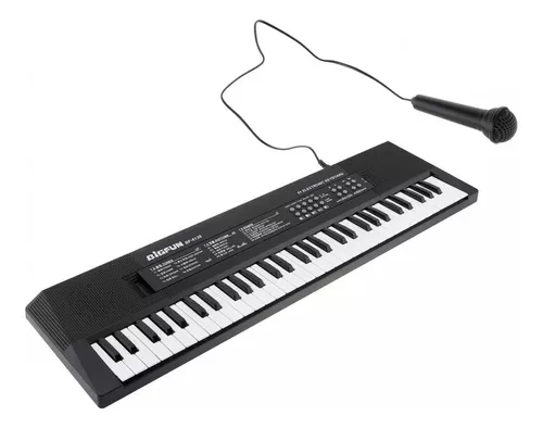 Piano Eletrônico Teclado Infantil Com Microfone Suporte Verde - Ri