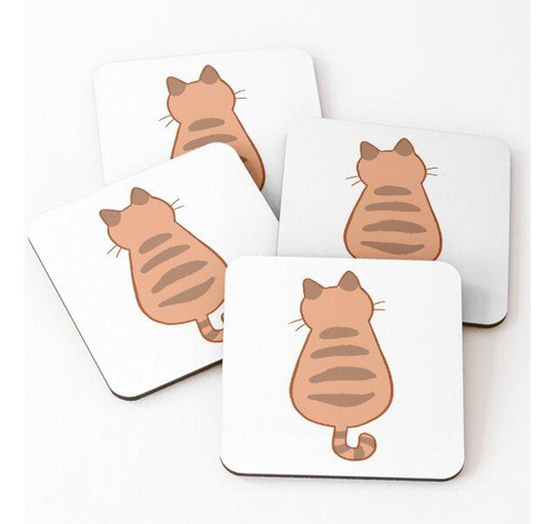 Set Posavasos Gato Naranja Gordito Calidad Premium