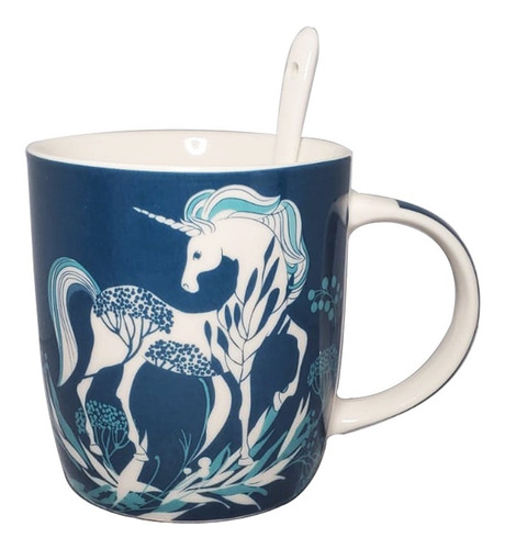 Taza De Café Unicornio De Porcelana Con Cuchara
