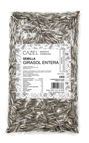 Semilla De Girasol Cruda Entera Con Cascara Natural 1kg