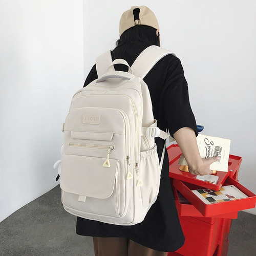 Nueva Mochila Clásica Para Campus, Mochila Impermeable, Bolso De Viaje Para Exteriores, Mochila Para Computadora Portátil De Gran Capacidad. Blanco