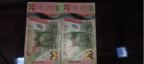 Billetes De 20 Pesos Mexicanos Serie Aa Terminación 91/94