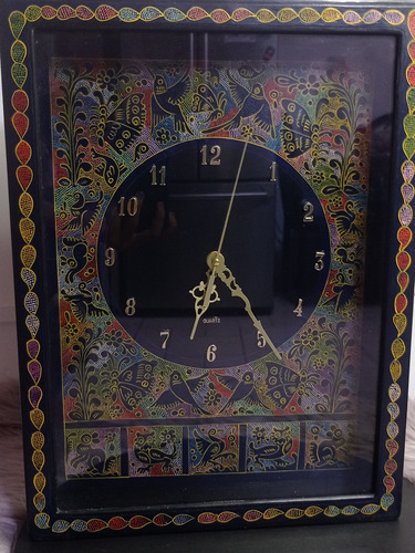 Reloj De Pared Pintado A Mano (artesanal) De Olinalá 