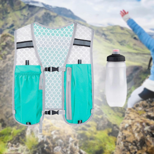 Hydration Vest With Gym Bottle Runner Rucksack Running Blue