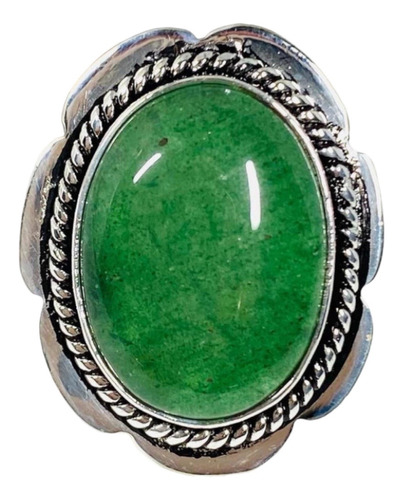 Anillo Plata 925 Aventurina Verde 100% Natural N18-avt34