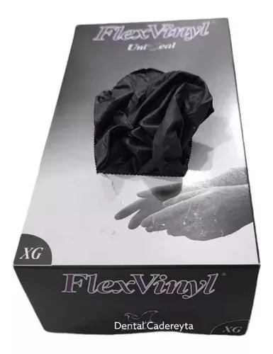 Guantes Descartables Flexvinyl Negro Extra Grande 100pz