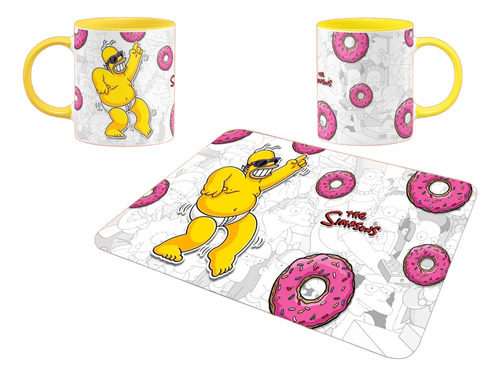Mousepad Simpson + Taza, Regalo Personalizado A1