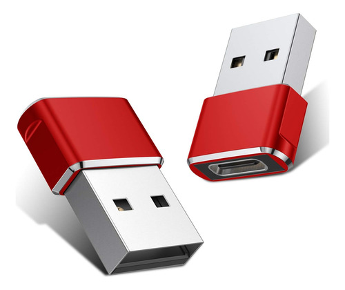 Adaptador Usb C Hembra A Usb Macho X2 Unidades Color Rojo