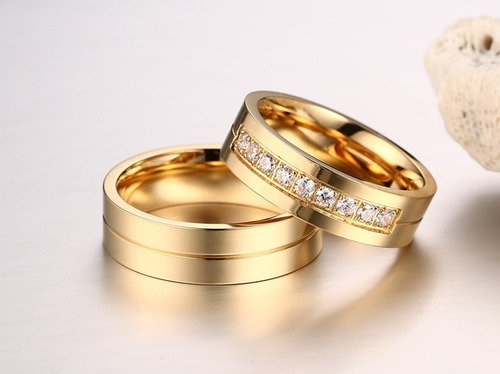 Lindo Par Alianças Banhada Ouro 18k Com Zirconia