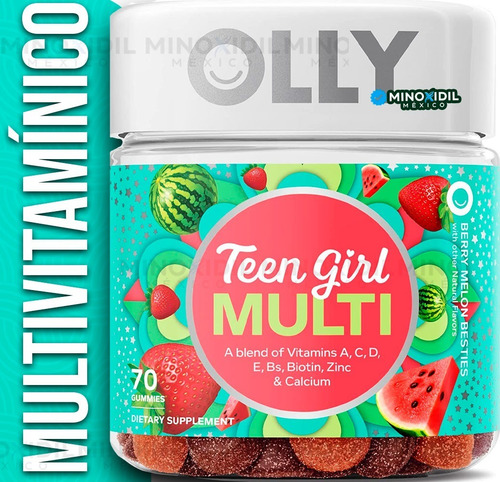 Imagen 1 de 7 de Olly Multivitamínico Teen Girl Con Zinc Y Calcio 70 Gomitas