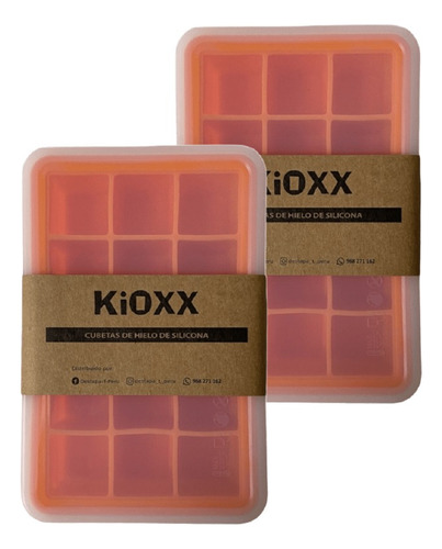Set De 2 Cubetas De Silicona 15 Cavidades Kioxx Naranja