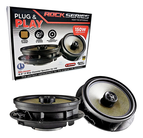 Bocinas 6.5 Pulgadas Rock Series Rks-vw165c Plug & Play Vw Color Negro