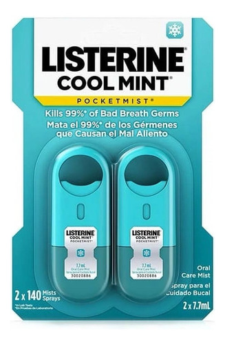 Listerine Cool Mint Spray Mist Bolsillo Pocket Viaje 2 Pzas