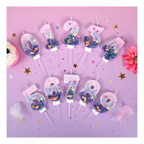 Velas De Cumpleaños, Velas De Color Rosa Y Púrpura 5 Con De