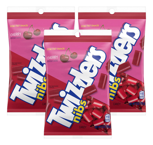 3 Bala Alcaçuz Twizzlers Nibs Cherry Cereja 170g Importada