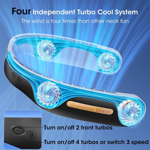 - Ventilador De Cuello Recargable Sin Aspas 4 Usb De 4000