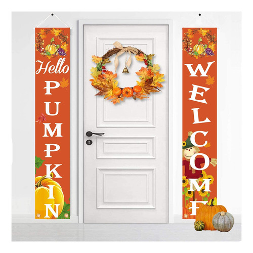 Dodelygz Hello Pumpkin Porch Sign Banners Fall Holidays...