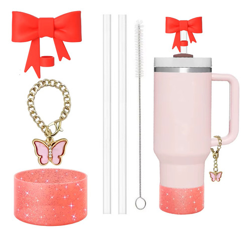 Kit De 6 Artículos Para Termo Vaso Stanley O Generico Rojo