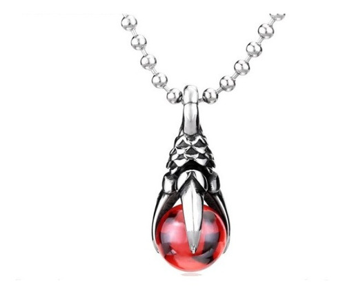 Garra Dije Acero Inoxidable Zirconia Piedra Roja Unisex