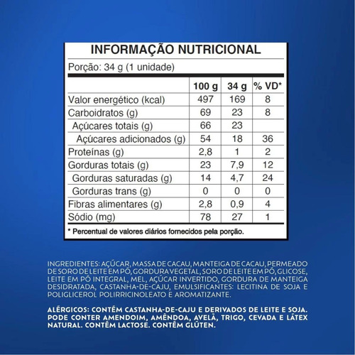 Chocolate Diamante Negro Tablete Lacta Kit 3 Unidades 34g