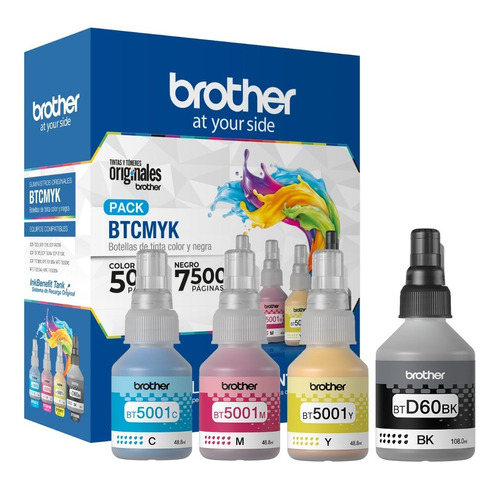 Tinta Brother Original Pack Btd60 Bk Bt5001 C Y M / Dcp Mfc