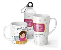 Comprar Set De Taza + Botella + Conica Aqui Toma La Mejor Periodista
