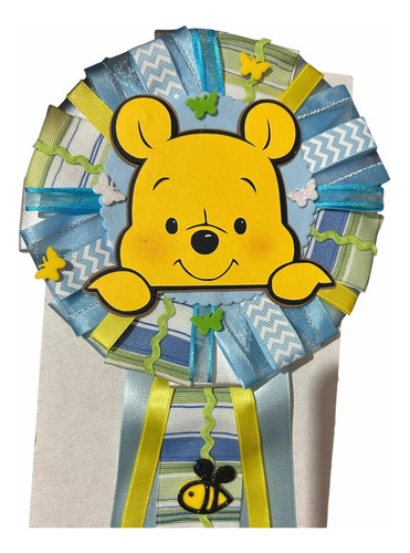 Baby Shower Corsage Mamá+35para Invitados Oso Pooh Azul/niño