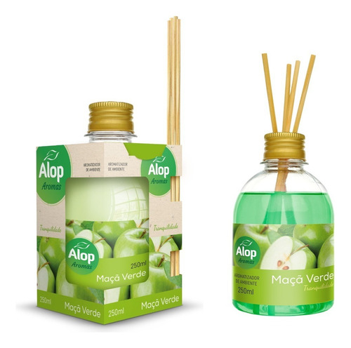 Aromatizador De Ambientes 250ml Escolha O Seu Alop Aromas Cor Maça Verde