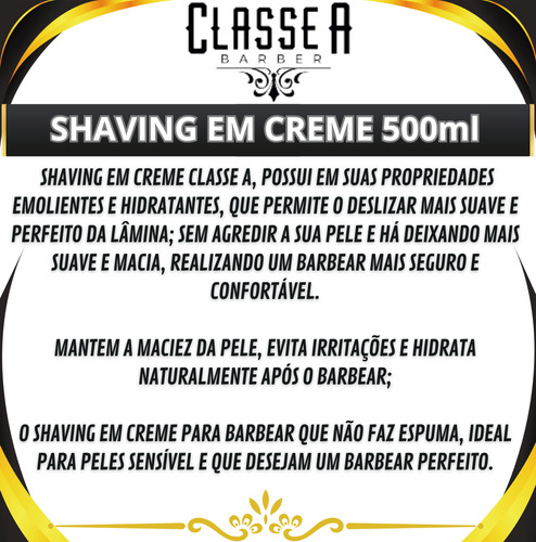 Shaving Em Creme De Barbear Classe A Frasco 500 Ml