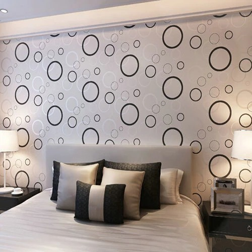 Papel Mural Pvc Cirulos Blanco Y Negro Pack 5 Rollos