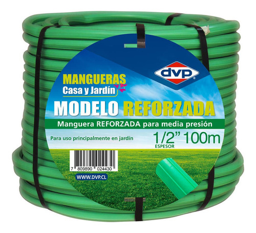 Manguera Pvc Reforzada 100mts 1/2 Pulgadas Dvp Color Verde claro