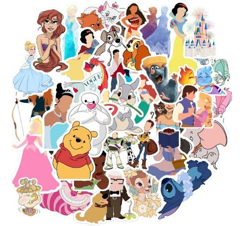 50 Stickers Diseños Animados De Disney