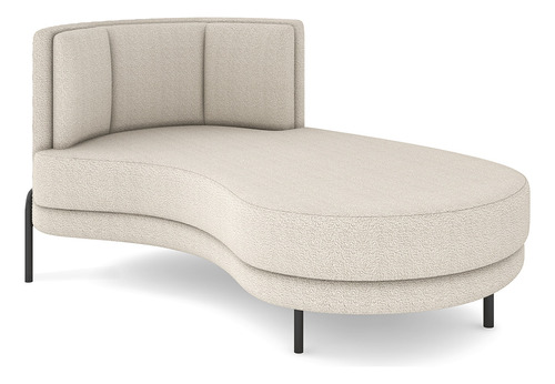 Sofá Chaise Longue Sala De Living Lucca Direito Bouclê Creme