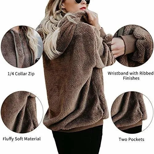 Sudadera Oversized Mujer Sherpa Acolchada