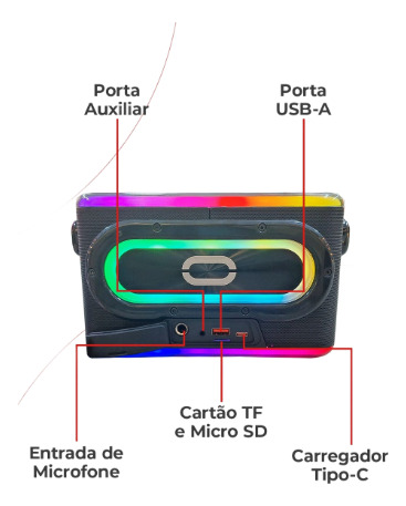 Caixa De Som Sem Fio Tomate Mts - 8001 Cor Preto 80w