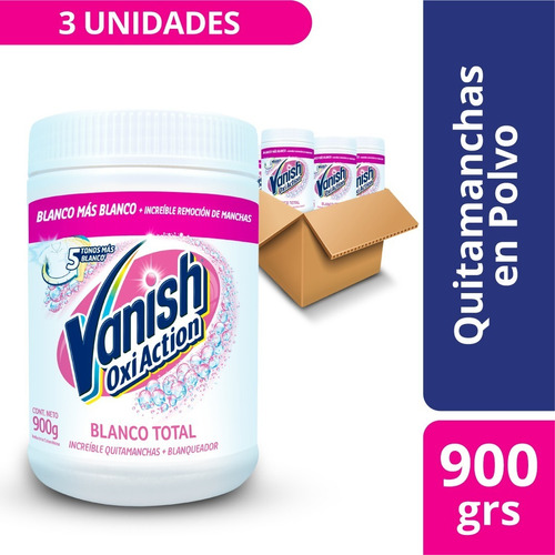Vanish Quitamanchas Polvo Blanco Pote 900gr Pack 3 Unid