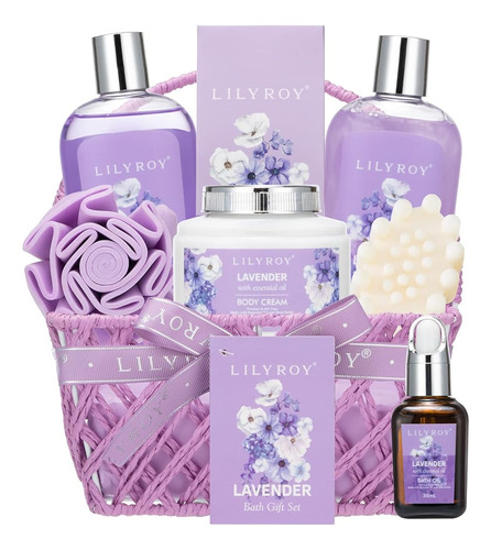 Lily Roy Lavanda Baño Y Cesta De Regalo Para El Cuerpo Para 