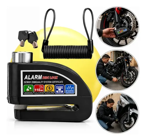 Cadeado Trava Disco Moto Bike Com Alarme Sirene Anti Furto