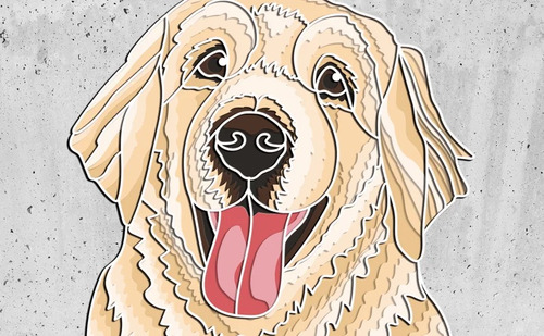Cuadro Decorativo Labrador Perro Mascota Colorido Madera