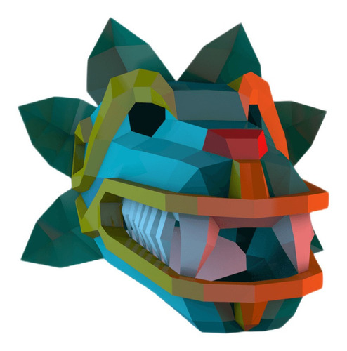 Imagen 2 de 4 de Máscara Quetzalcóatl Papercraft 3d Papiroflexia Pdf