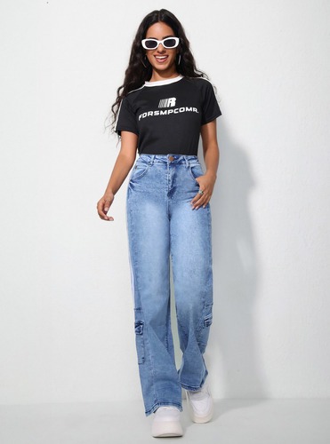 Jeans Sueltos Cargo Para Mujer Pantalones Rectos Tiro Alto
