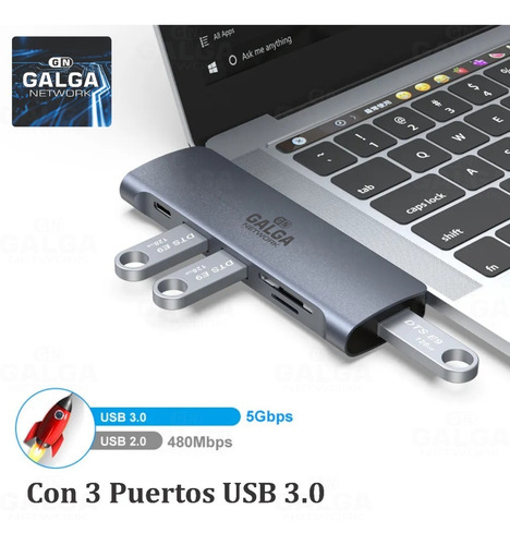 Imagen 7 de 9 de Adaptador Macbook Pro Air 13 15 16 8-1hdmi-sd-micro-rj45-usb