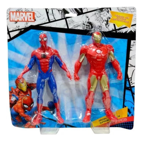 Set X2 Muñeco Articulado Ironman Spiderman Marvel 23cm