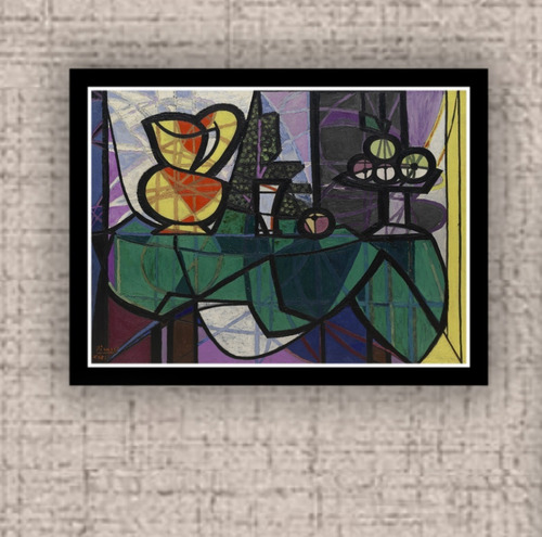 Quadro Com Moldura A3 33x45cm Picasso Jarra Tigela De Frutas