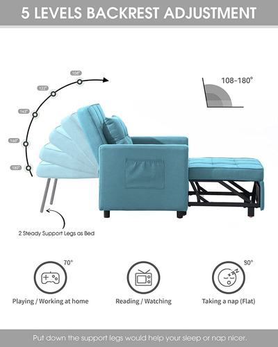 Silla Convertible 3 En 1 Individual Lino Azulcl Xspracer