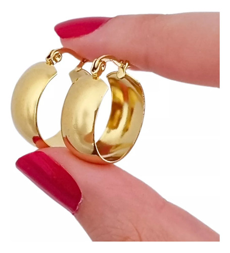 Aros Argollas Italianas Gruesas 9mm X 20mm De Acero Dorado