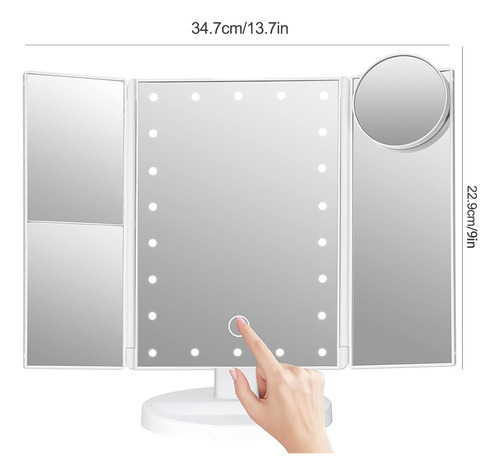 Espejo De Maquillaje Led Plegable, Plegable, Organizador De