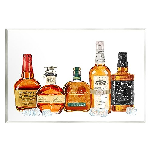 Placa De Pared Diseño Botellas De Whisky Y Hielo