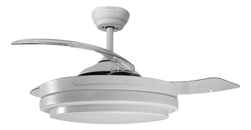 Ventilador De Techo Boomer Andana blanco 42 pulgadas con luz Led de 3 tonos Aspas retráctiles Manejo por control remoto 6 velocidades Función Verano e Invierno Motor DC