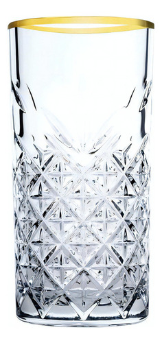12 Vasos De Vidrio Timeless Oro De 450 Ml Pasabahce Color Transparente